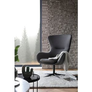 SalesFever Fauteuil met draaifunctie | bekleding textiel donkergrijs | frame metaal zwart | B 78 x D 82 x H 99 cm - grijs Textiel 395653