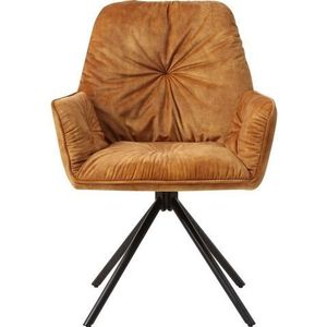 SalesFever fauteuil met 360 graden draaifunctie | hoes vintage velours | metalen frame | B 61 x D 59 x H 90 cm | goud-zwart - goud Multi-materiaal 395660