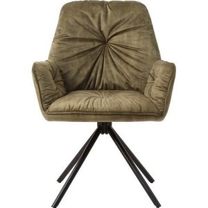 SalesFever fauteuil met 360 graden draaifunctie | bekleding vintage velours | metalen frame | B 61 x D 59x H 90 cm | groen-zwart - groen Multi-materiaal 395677