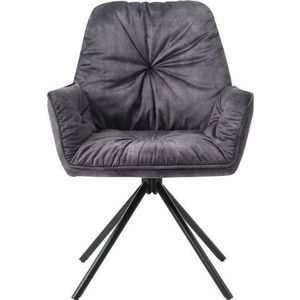 SalesFever fauteuil met 360 graden draaifunctie | bekleding vintage velours | metalen frame | B 61 x D 59 x H 90 cm | zwart - zwart Multi-materiaal 395684