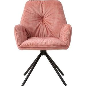 SalesFever fauteuil met 360 graden draaifunctie | bekleding vintage velours | metalen frame | B 61 x D 59 x H 90 cm | roze-zwart - roze Multi-materiaal 395691