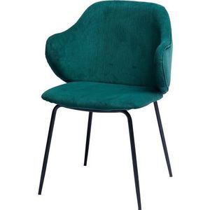 SalesFever Fauteuil | Set van 2 | Stof met structuur | B 54 x D 55 x H 83 cm | Donkergroen - groen Multi-materiaal 395837