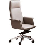 SalesFever Bureaustoel | in hoogte verstelbaar | echt leer | B 65 x D 64 x H 116 cm | grijs - grijs Multi-materiaal 396001