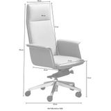 SalesFever Bureaustoel | in hoogte verstelbaar | echt leer | B 65 x D 64 x H 116 cm | grijs - grijs Multi-materiaal 396001