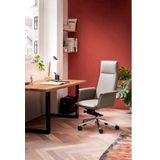 SalesFever Bureaustoel | in hoogte verstelbaar | echt leer | B 65 x D 64 x H 116 cm | grijs - grijs Multi-materiaal 396001