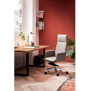 SalesFever Bureaustoel | in hoogte verstelbaar | echt leer | B 65 x D 64 x H 116 cm | grijs - grijs Multi-materiaal 396001