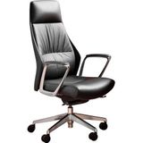 SalesFever Bureaustoel | in hoogte verstelbaar | echt leer | B 63,5 x D 66 x H 117 cm | zwart - zwart Multi-materiaal 396018