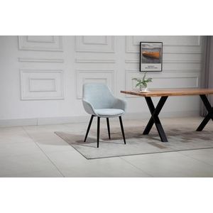 Fauteuil - Lichtgrijs - Stof - Zwart Metaal - Set van 2