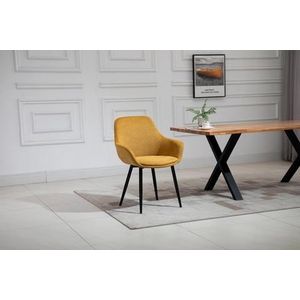 SalesFever Fauteuil | Set van 2 | Structuurstof | B 64 x D 59 x H 86 cm | Geel - geel Multi-materiaal 396049