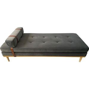 SalesFever Daybed | met hoofd- en neksteun | Fluweel | B 180 x D 75 x H 42 cm | Grijs - grijs Multi-materiaal 396179