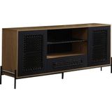 SalesFever Sideboard, Kommode mit mattschwarzem Einsatz aus Polyrattan