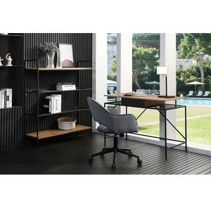 Bureau - Zwart - MDF - Metalen Frame en Polyrattan