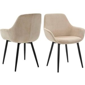 SalesFever Fauteuil | Set van 2 | Corduroy-look | Structuurstof (100% polyester) | B 64 x D 59 x H 86 cm | Beige - beige Multi-materiaal 396421