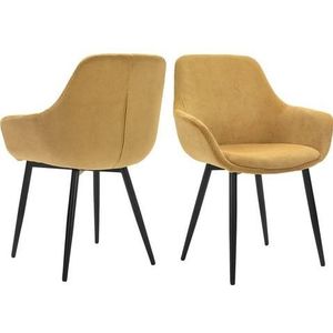 SalesFever fauteuil | set van 2 | corduroy-look | structuurstof (100% polyester) | B 64 x D 59 x H 86 cm | goud - goud Multi-materiaal 396438