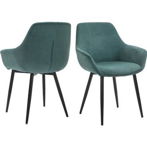SalesFever fauteuil | set van 2 | corduroy-look | structuurstof (100% polyester) | B 64 x D 59 x H 86 cm | groen - groen Multi-materiaal 396452