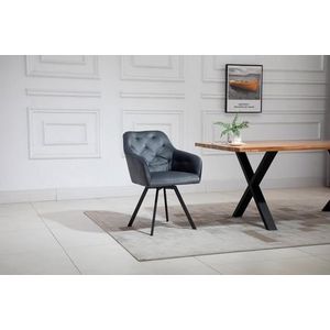 SalesFever Fauteuil | 360° draaifunctie | Fluweel | B 61 x D 62 x H 85 cm | Grijs - grijs Multi-materiaal 396483