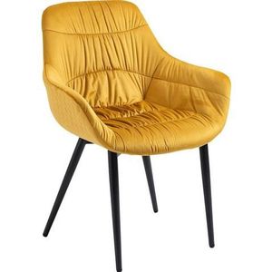 SalesFever Fauteuil | Fluweel (100% Polyester) | B 63 x D 61 x H 81,5 cm | Mosterdgeel - geel Multi-materiaal 396797