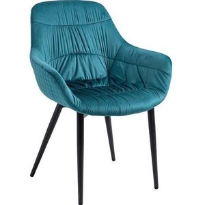 SalesFever Fauteuil | Fluweel (100% Polyester) | B 63 x D 61 x H 81,5 cm | Turquoise - blauw Multi-materiaal 396827