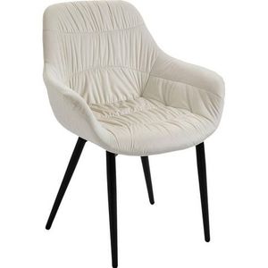 SalesFever Fauteuil | Fluweel (100% Polyester) | B 63 x D 61 x H 81,5 cm | Crème - beige Multi-materiaal 396841