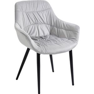 SalesFever Fauteuil | Fluweel (100% Polyester) | B 63 x D 61 x H 81,5 cm | Lichtgrijs - grijs Multi-materiaal 396865