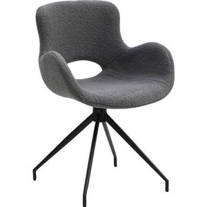 SalesFever fauteuil | 180° draaischijf onder de zitting | Teddybont (100% polyester) | B 56 x D 57 x H 83 cm | Donkergrijs - grijs Multi-materiaal 396957