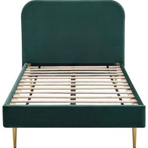 SalesFever Gestoffeerd Bed | Fluweel | B 101,5 x D 214,5 x H 91 cm | Groen - groen Multi-materiaal 397008
