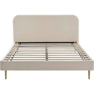 SalesFever Gestoffeerd Bed | Fluweel | B 151,5 x D 214,5 x H 91 cm | Beige - beige Multi-materiaal 397015