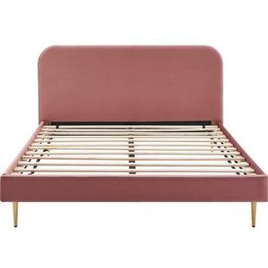 SalesFever Gestoffeerd Bed | Fluweel | B 151,5 x D 214,5 x H 91 cm | Roze - roze Multi-materiaal 397022