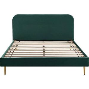 SalesFever Gestoffeerd Bed | Fluweel | B 151,5 x D 214,5 x H 91 cm | Groen - groen Multi-materiaal 397039