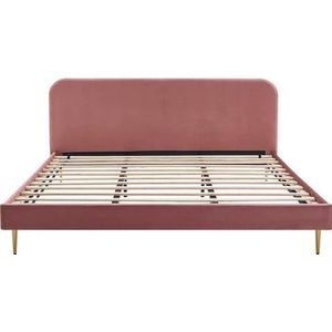 SalesFever Gestoffeerd Bed | Fluweel | B 191,5 x D 214,5 x H 91 cm | Roze - roze Multi-materiaal 397053
