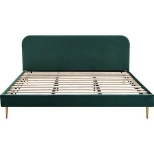 SalesFever Gestoffeerd Bed | Fluweel | B 191,5 x D 214,5 x H 91 cm | Groen - groen Multi-materiaal 397060