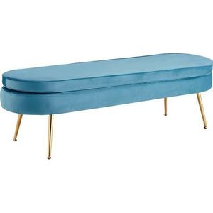 SalesFever Seat Poef | ovaal | Fluweel | B 142 x D 45 x H 41 cm | Blauw - blauw Multi-materiaal 397251