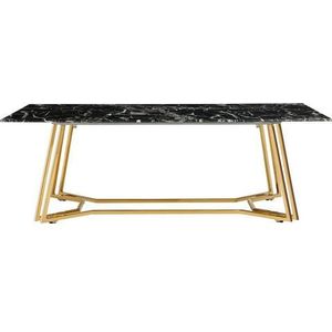 SalesFever salontafel 110 x 60 cm | tafelblad glas marmer-look | metalen frame | B 110 x D 60 x H 40 cm | zwart - goudkleurig - meerkleurig Multi-materiaal 398548