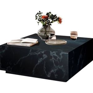 SalesFever Salontafel Almería bijzettafel in zweef uiterlijk vierkant 90x90 cm, in marmerlook gefolieerd