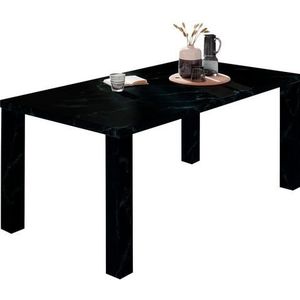 SalesFever eettafel in marmerlook | 180 x 90 cm | bekleed met melaminefolie | zwart | 398685 - zwart 398685