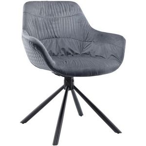 SalesFever fauteuil met quilting | 360 graden draaifunctie | bekleding fluweel | metalen frame | B 64 x D 63 x H 82 cm | lichtgrijs - zwart - meerkleurig Multi-materiaal 399163