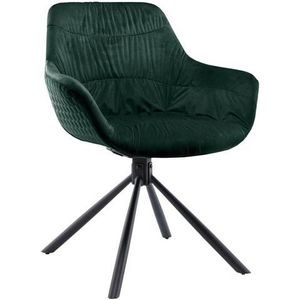 SalesFever fauteuil met quilting | 360 graden draaifunctie | bekleding fluweel | metalen frame | B 64 x D 63 x H 82 cm | dennengroen - zwart - meerkleurig Multi-materiaal 399187