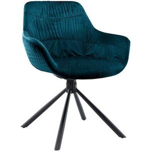 SalesFever fauteuil met quilting | 360 graden draaifunctie | bekleding fluweel | metalen frame | B 64 x D 63 x H 82 cm | turquoise - zwart - meerkleurig Multi-materiaal 399200