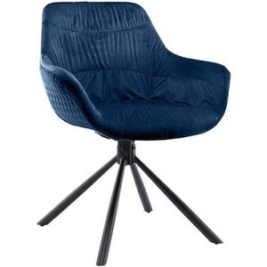 SalesFever fauteuil met quilting | 360 graden draaifunctie | bekleding fluweel | metalen frame | B 64 x D 63 x H 82 cm | blauw - zwart - meerkleurig Multi-materiaal 399217