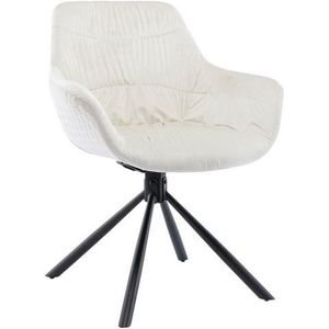 SalesFever fauteuil met quilting | 360 graden draaifunctie | bekleding fluweel | metalen frame | B 64 x D 63 x H 82 cm | crème - zwart - meerkleurig Multi-materiaal 399224