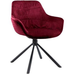 SalesFever fauteuil met quilting | 360 graden draaifunctie | bekleding fluweel | metalen frame | B 64 x D 63 x H 82 cm | rood - zwart - meerkleurig Multi-materiaal 399231