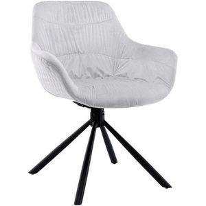 SalesFever fauteuil met quilting | 360 graden draaifunctie | bekleding fluweel | metalen frame | B 64 x D 63 x H 82 cm | lichtgrijs - zwart - meerkleurig Multi-materiaal 399248