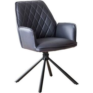 SalesFever fauteuil set van 2 | 360 graden draaifunctie | bekleding microvezel in kunstlederlook | metalen frame | B 59 x D 63 x H 89 cm | grijs-zwart - meerkleurig Multi-materiaal 372364