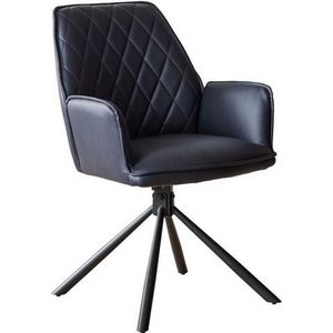 SalesFever fauteuil set van 2 | 360 graden draaifunctie | bekleding microvezel in kunstlederlook | metalen frame | B59xD63xH89 cm | donkerblauw-zwart - meerkleurig Multi-materiaal 372371