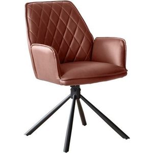 SalesFever fauteuil set van 2 | 360 graden draaifunctie | bekleding microvezel in kunstleerlook | metalen frame | B 59 x D 63 x H 89cm | cognac-zwart - meerkleurig Multi-materiaal 372388