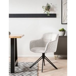 SalesFever fauteuil met 360° draaifunctie | honingraat quilting | fluwelen bekleding | metalen stoelpoten | B 59 x D 60 x H 83 cm | beige - zwart - meerkleurig Multi-materiaal 372166