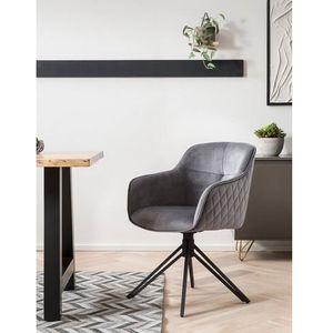 SalesFever fauteuil met 360° draaifunctie | honingraat quilt | bekleding fluweel | stoelpoten metaal | B 59 x D 60 x H 83 cm | grijs - zwart - meerkleurig Multi-materiaal 372289