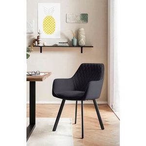 SalesFever fauteuil set van 2 | hoes fluweel matte look | poten metaal | B 61 x D 68 x H 82 cm | grijs - zwart - meerkleurig Multi-materiaal 372197
