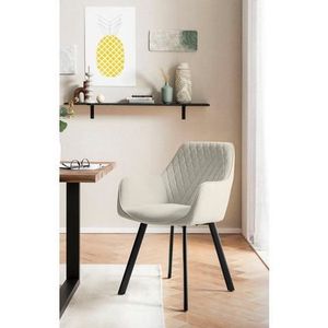 SalesFever fauteuil set van 2 | hoes fluweel mat | metalen poten | B 61 x D 68 x H 82 cm | beige - zwart - meerkleurig Multi-materiaal 372203