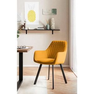 SalesFever fauteuil set van 2 | matte fluwelen bekleding | metalen poten | B 61 x D 68 x H 82 cm | geel - zwart - meerkleurig Multi-materiaal 372227